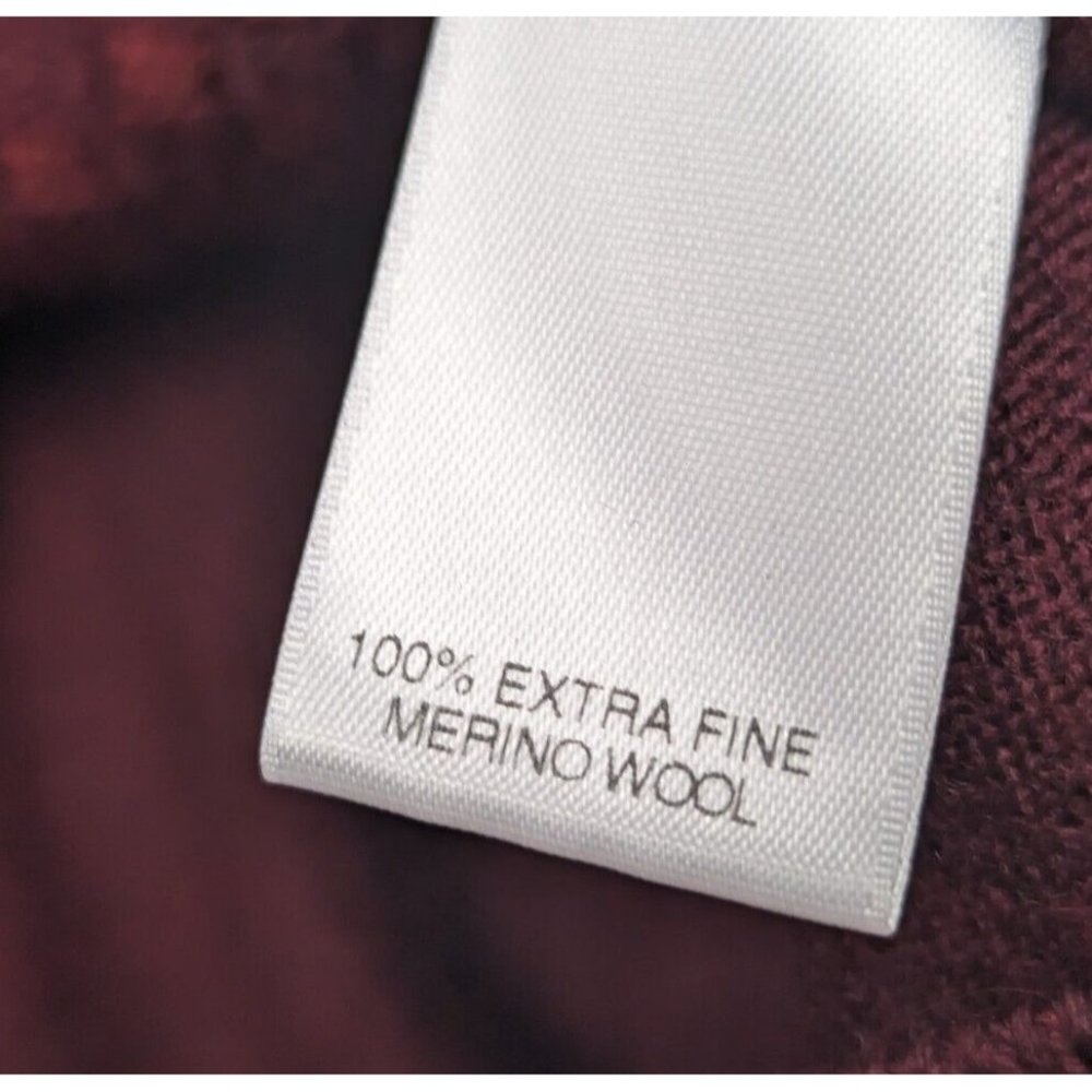 Turnbury Sweater Men's Large Extra Fine Merino Wool Checkered Burgundy Crew Neck - Picture 4 of 4